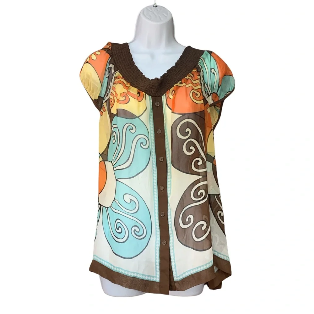 SzL Sheer Nicole by Nicole Miller Button Down Top - Picture 3 of 7